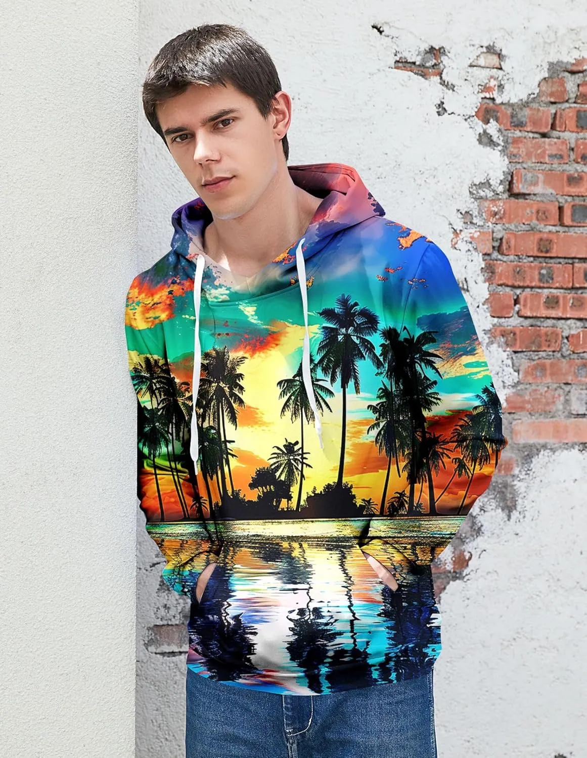 Unisex Cool 3D Fleece Liner Hoodies Upgrade Quality Pullover Novelty Print Sweatshirt With Front Pocket S-XXL