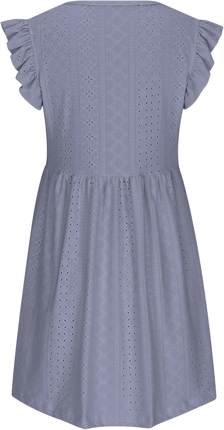 Vacation Dresses for Women 2025 Wedding Guest Mini Dresses 2025 Casual V Neck Ruffle Dress Summer Vacation Sundress
