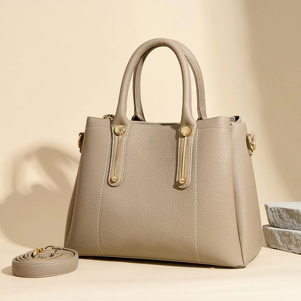 Vegan Leather Handbags for Women - Stylish Top Handle Crossbody Satchel Tote in Khaki