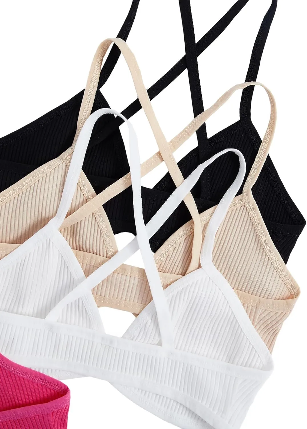 Verdusa Women's 5 Pack Criss Cross Back Bralette Top Ribbed Camisole Bra