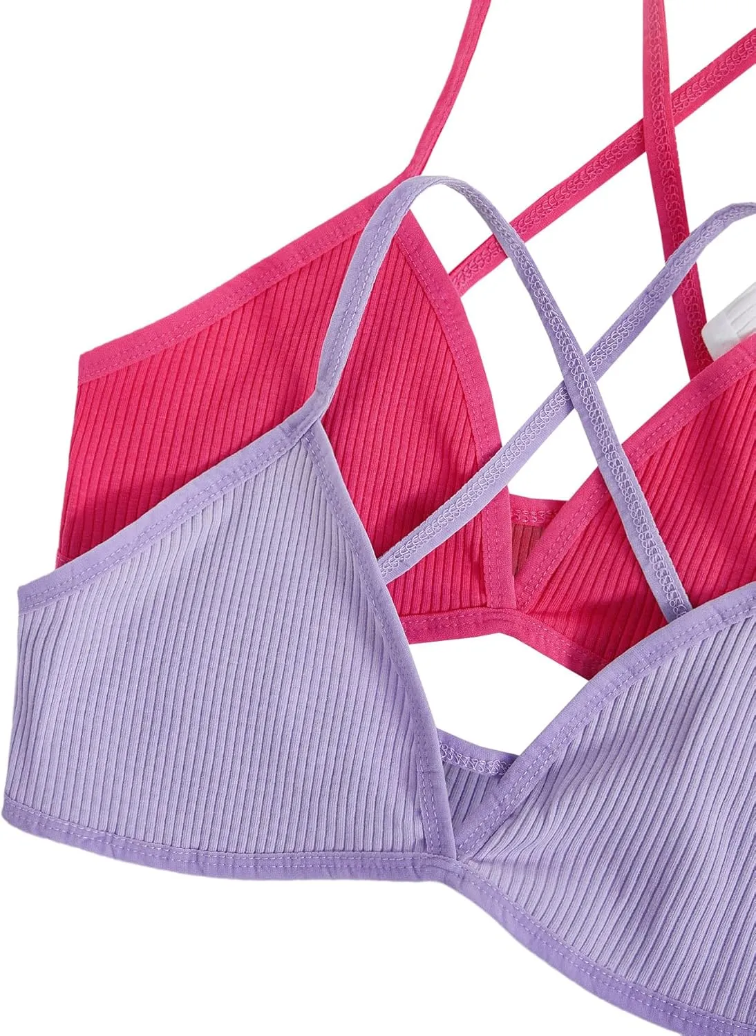 Verdusa Women's 5 Pack Criss Cross Back Bralette Top Ribbed Camisole Bra