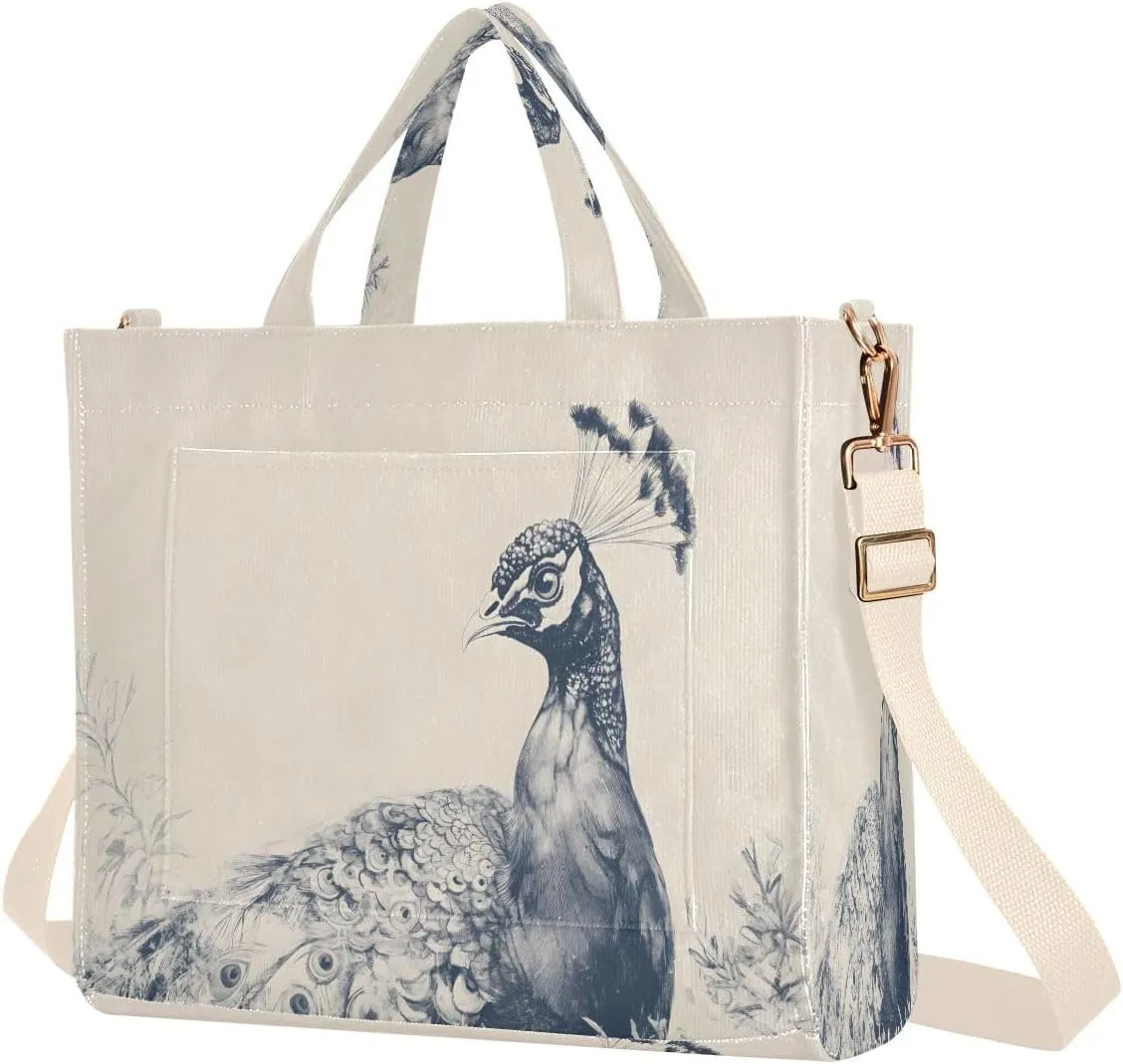 Vintage Peacock Women's Tote Handbags Top Handle Satchel Shoulder Bag Crossbody Bag