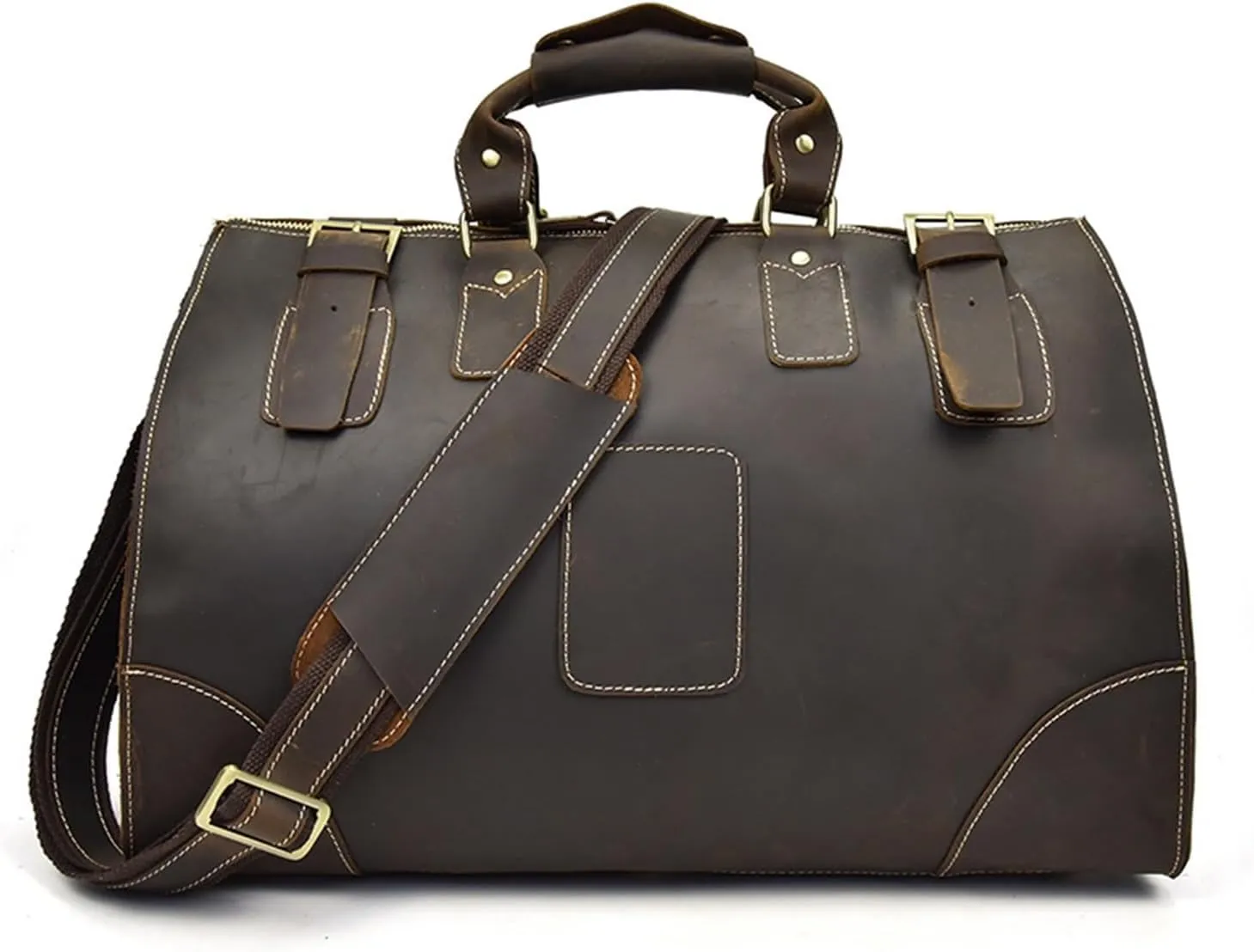Vintage Tote Travel Bag Men's Leather Hand Luggage Top Layer Cowhide Shoulder Bag