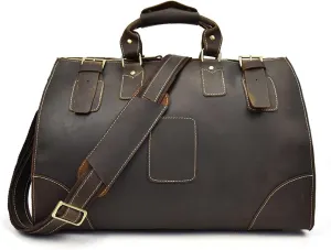 Vintage Tote Travel Bag Men's Leather Hand Luggage Top Layer Cowhide Shoulder Bag