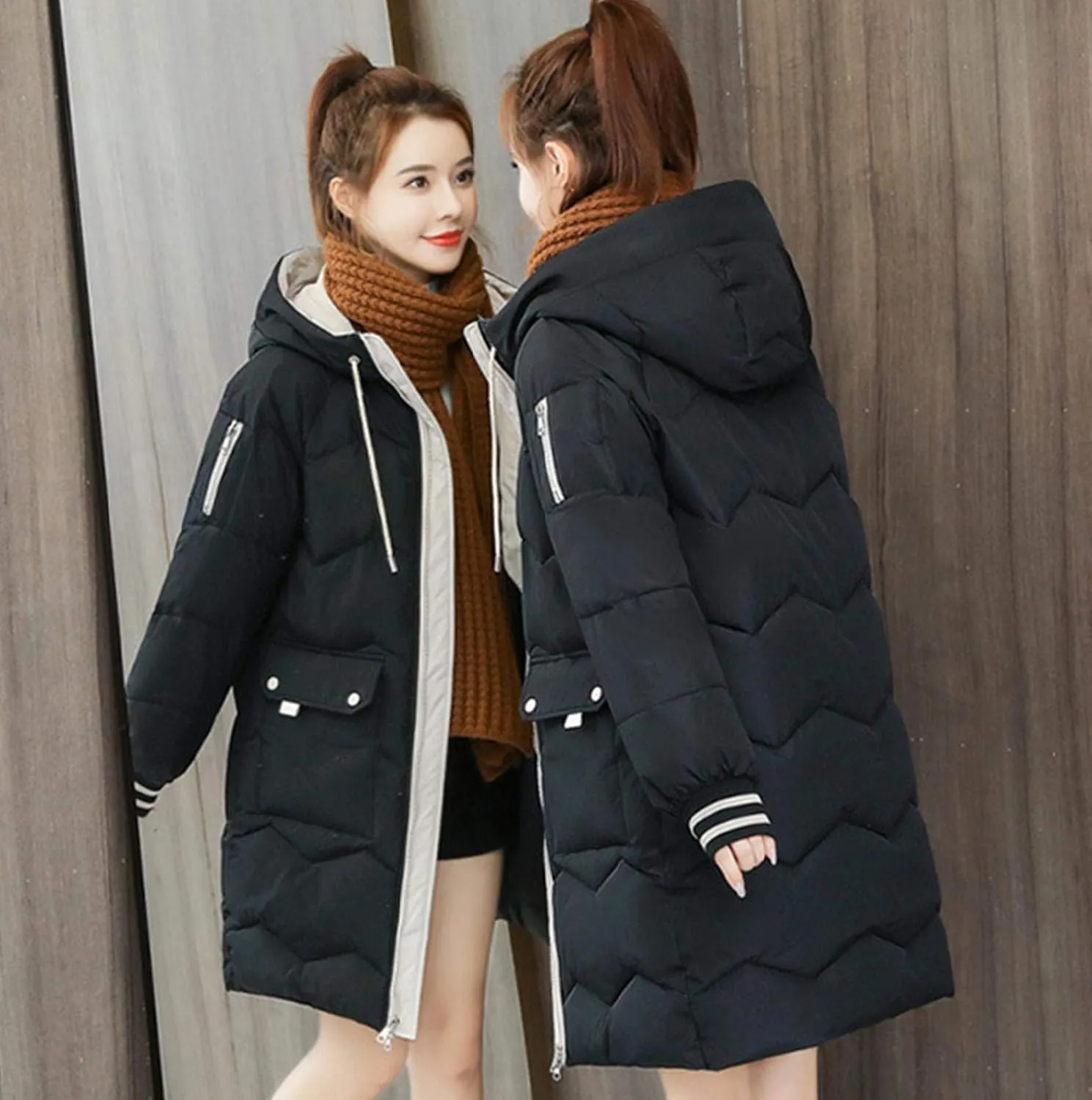 watersouprty Women's Down Jacket Hooded Puffer Parka Winter Down Coat