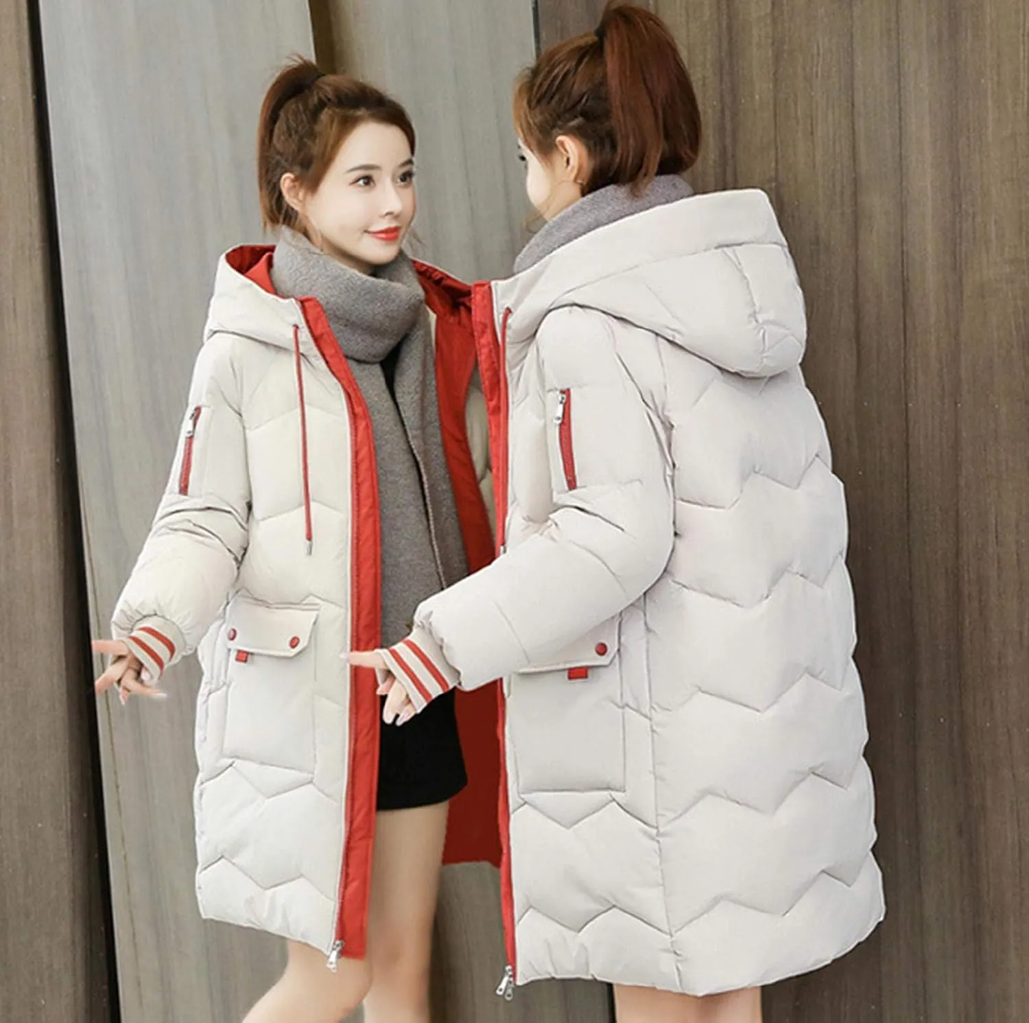 watersouprty Women's Down Jacket Hooded Puffer Parka Winter Down Coat