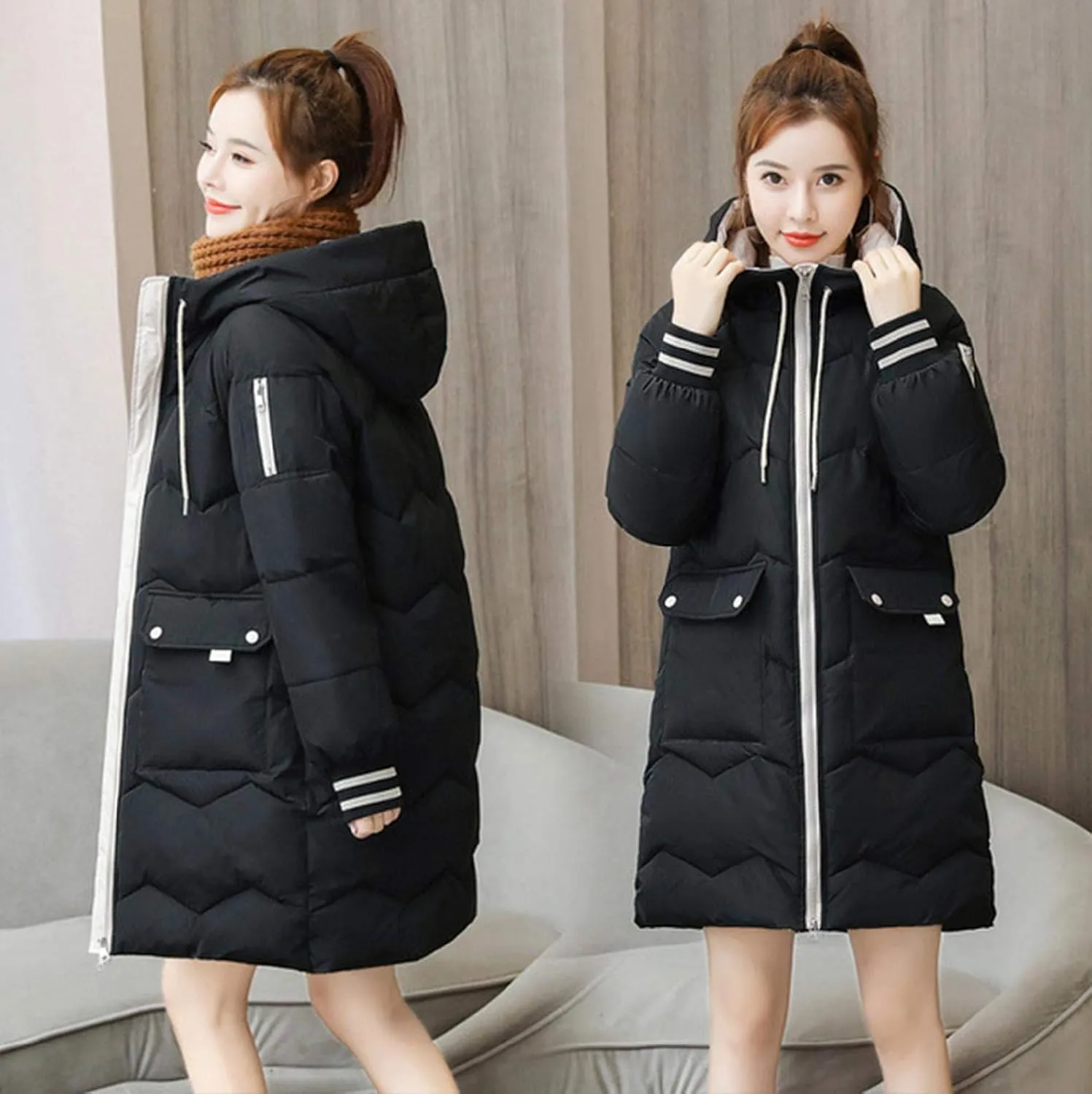 watersouprty Women's Down Jacket Hooded Puffer Parka Winter Down Coat