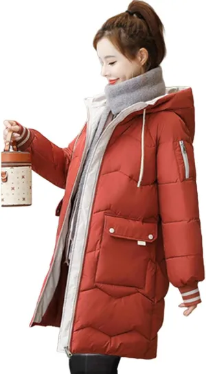 watersouprty Women's Down Jacket Hooded Puffer Parka Winter Down Coat