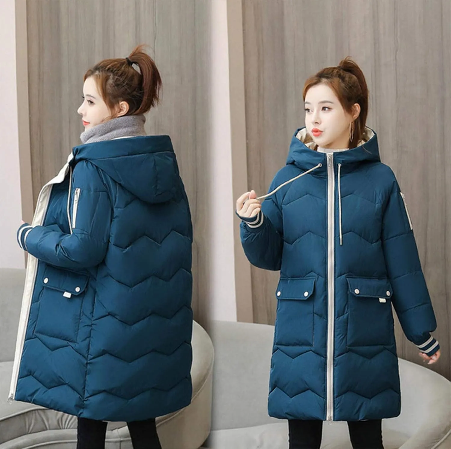 watersouprty Women's Down Jacket Hooded Puffer Parka Winter Down Coat