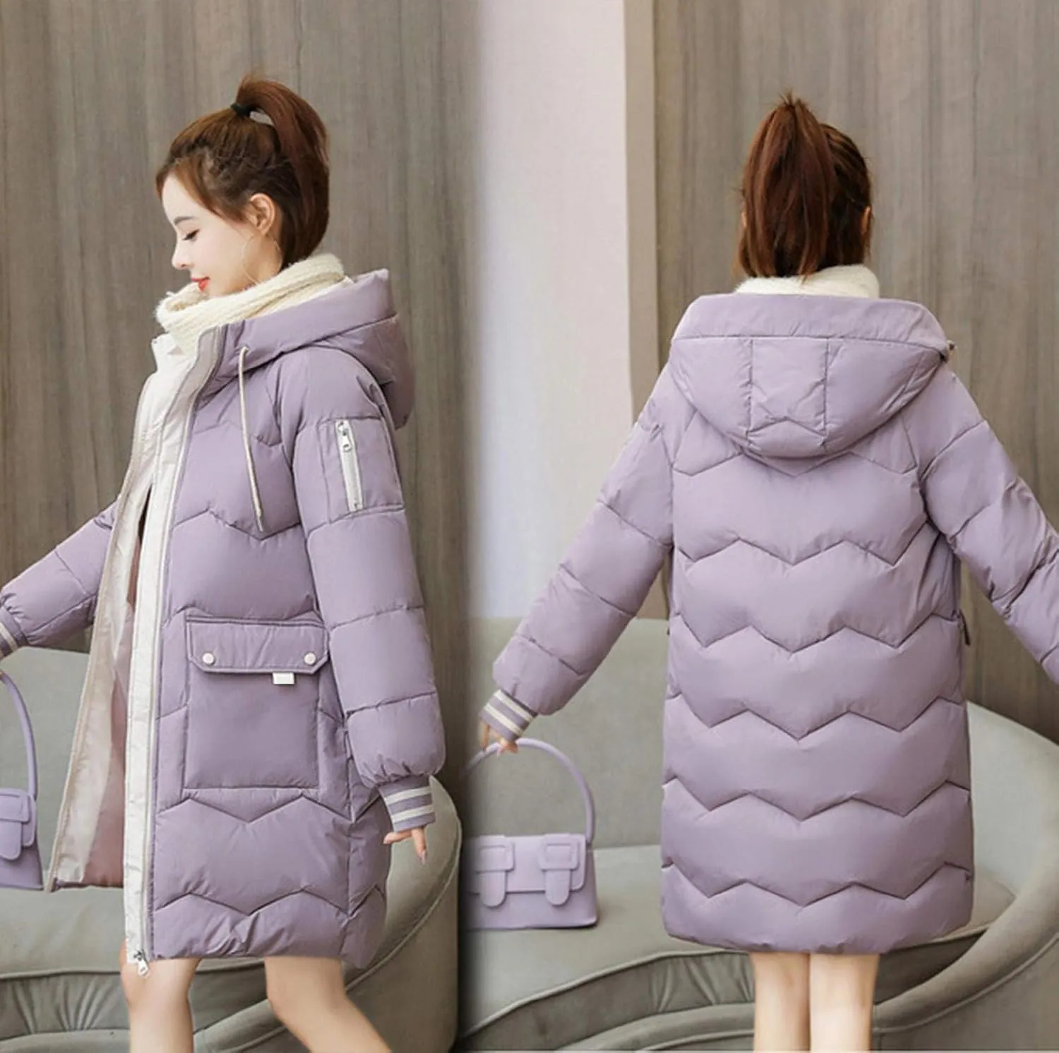 watersouprty Women's Down Jacket Hooded Puffer Parka Winter Down Coat