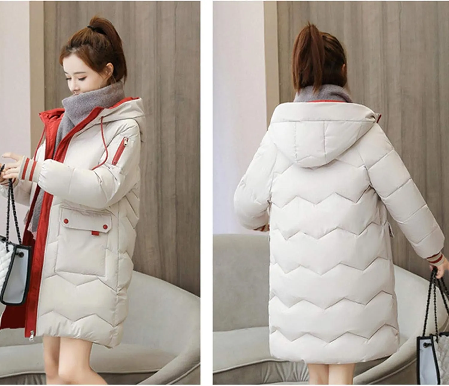 watersouprty Women's Down Jacket Hooded Puffer Parka Winter Down Coat