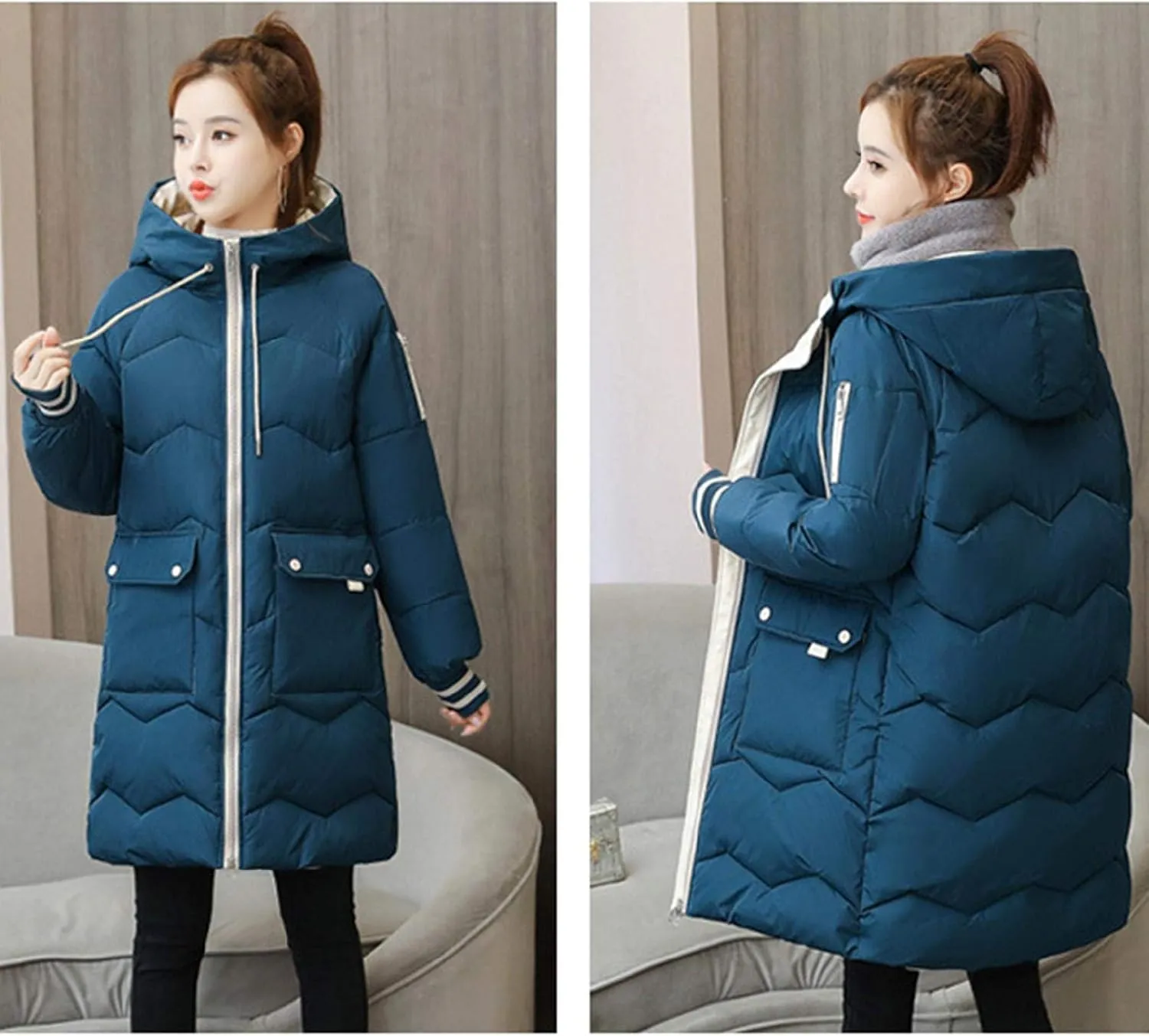 watersouprty Women's Down Jacket Hooded Puffer Parka Winter Down Coat