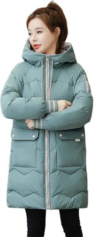 watersouprty Women's Down Jacket Hooded Puffer Parka Winter Down Coat