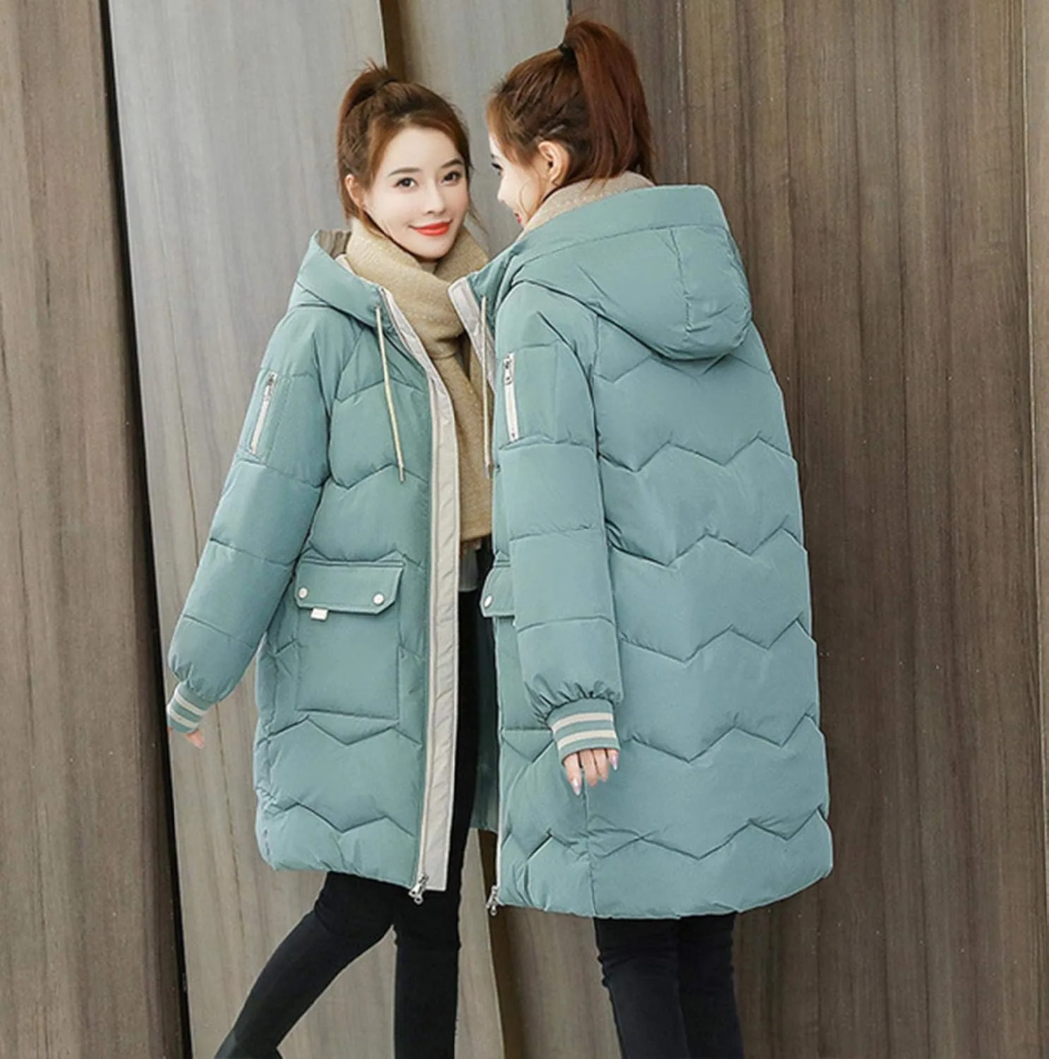 watersouprty Women's Down Jacket Hooded Puffer Parka Winter Down Coat