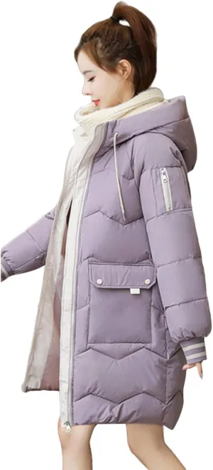 watersouprty Women's Down Jacket Hooded Puffer Parka Winter Down Coat