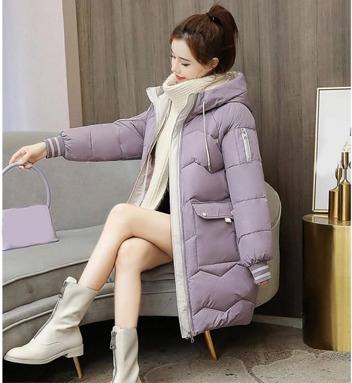 watersouprty Women's Down Jacket Hooded Puffer Parka Winter Down Coat