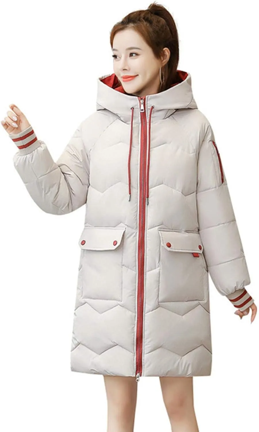 watersouprty Women's Down Jacket Hooded Puffer Parka Winter Down Coat