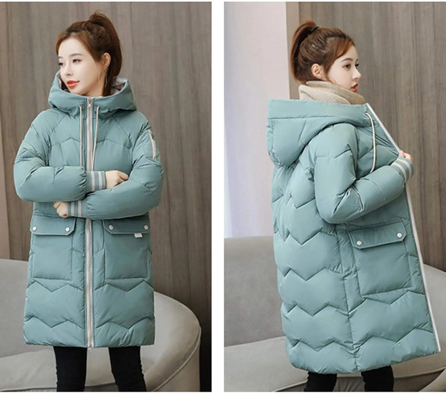 watersouprty Women's Down Jacket Hooded Puffer Parka Winter Down Coat