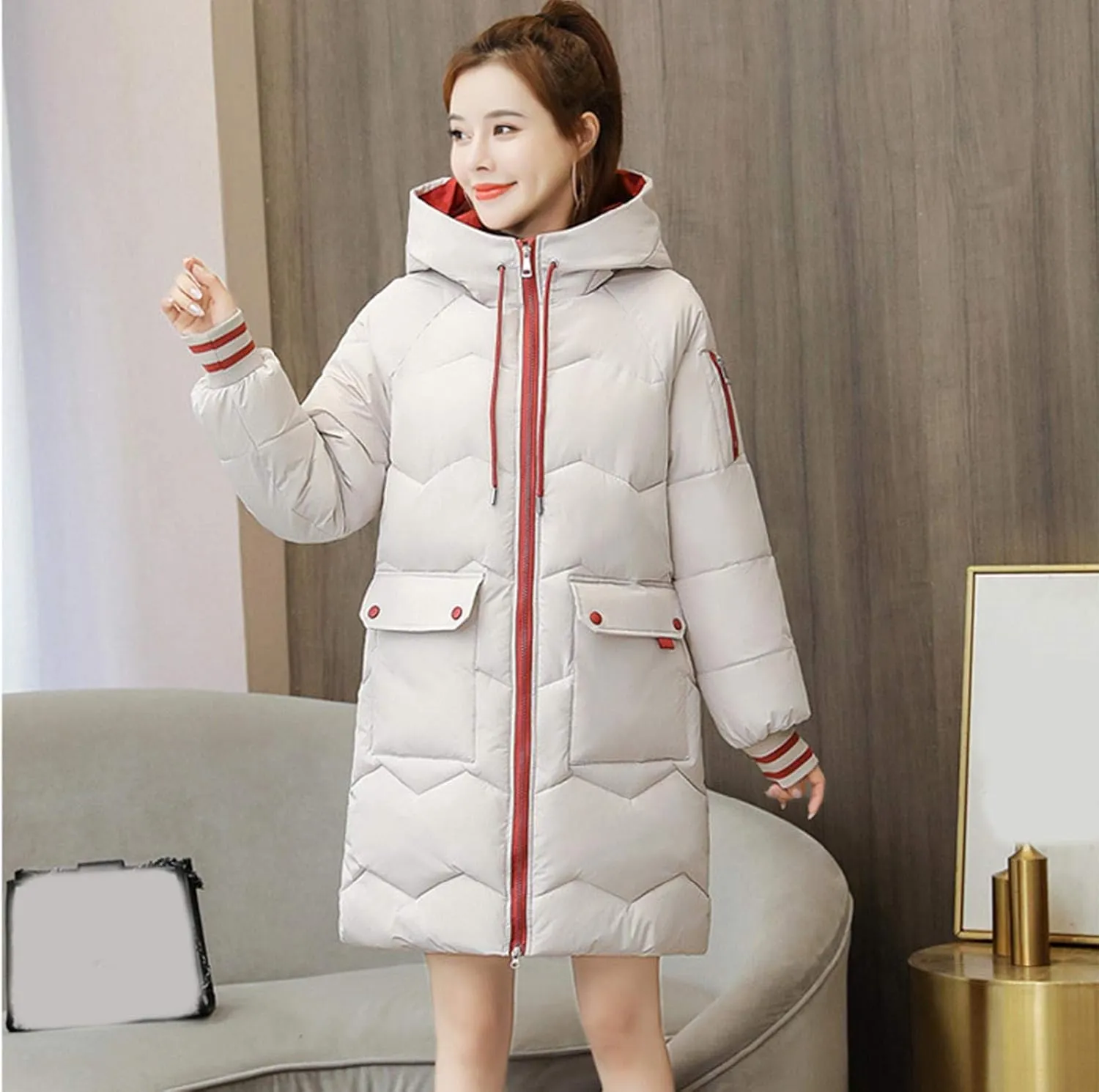 watersouprty Women's Down Jacket Hooded Puffer Parka Winter Down Coat
