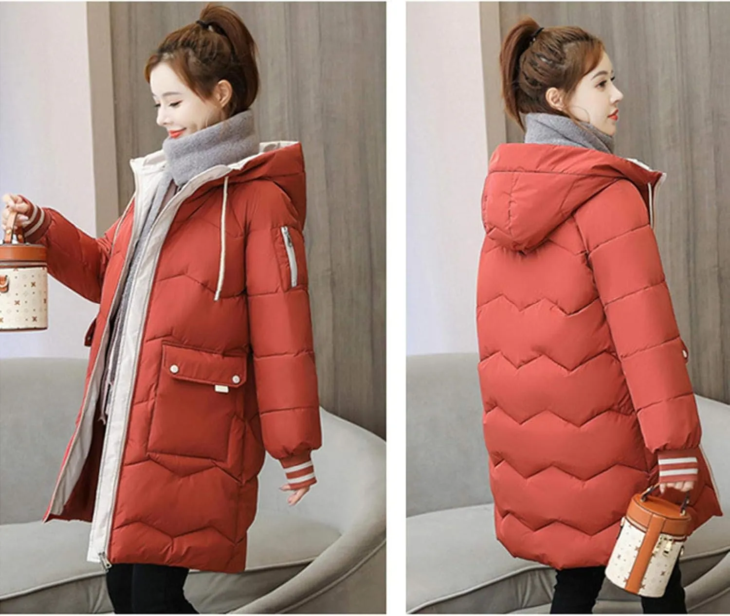 watersouprty Women's Down Jacket Hooded Puffer Parka Winter Down Coat