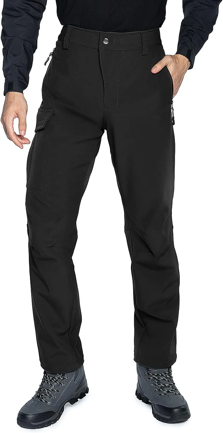 Wespornow Men's-Fleece-Lined-Hiking-Pants Water-Resistance-Snow-Ski-Pants Softshell Snowboarding Pants for Winter, Outdoor