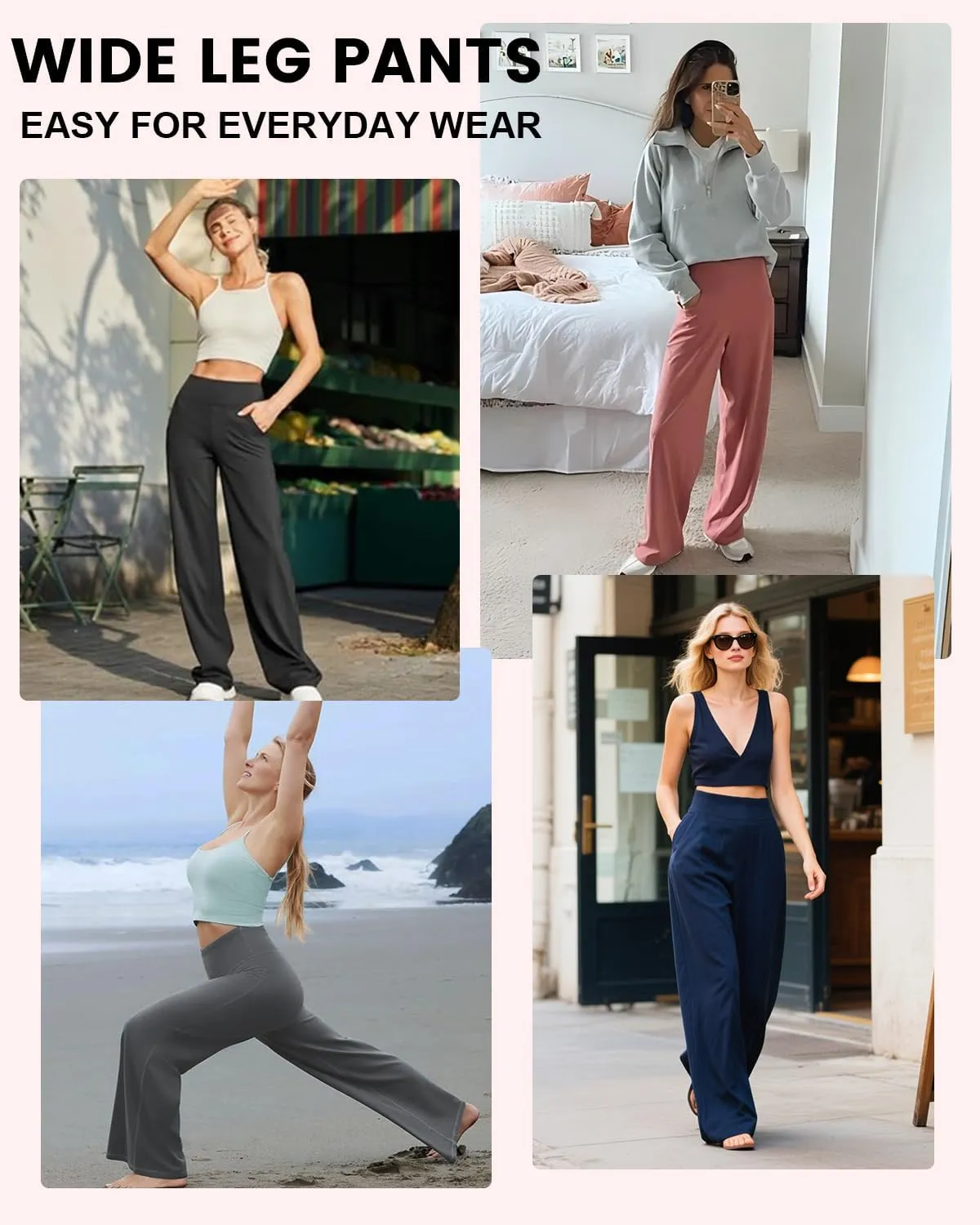 Wide Leg Pants Woman High Waist Yoga Pants Casual Work Dress Pants Lounge Sweatpants Loose Trousers with Pockets
