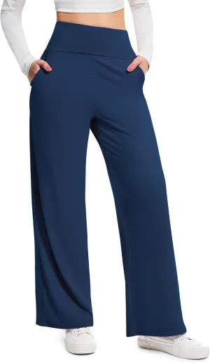 Wide Leg Pants Woman High Waist Yoga Pants Casual Work Dress Pants Lounge Sweatpants Loose Trousers with Pockets