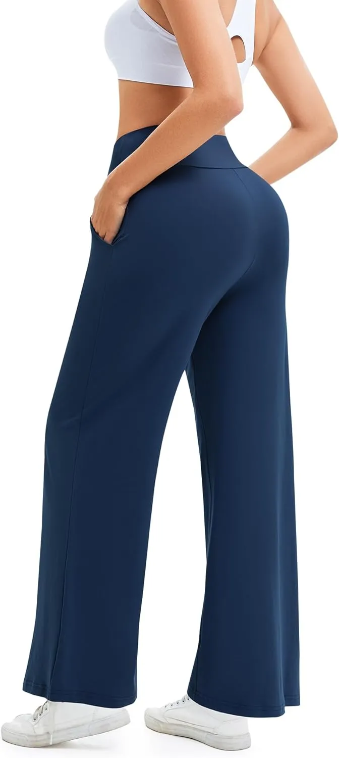 Wide Leg Pants Woman High Waist Yoga Pants Casual Work Dress Pants Lounge Sweatpants Loose Trousers with Pockets