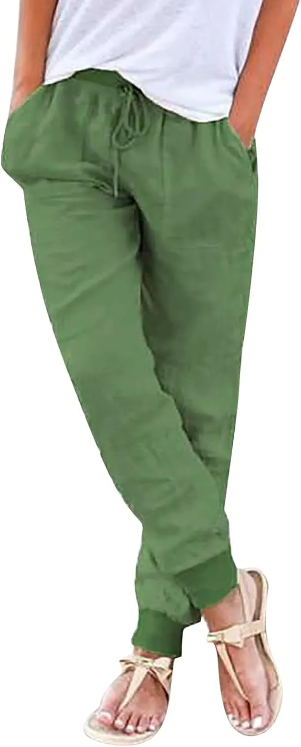 Wide Leg Sweatpants Winter Slack Work Capris with Pockets Straight Leg High Waisted