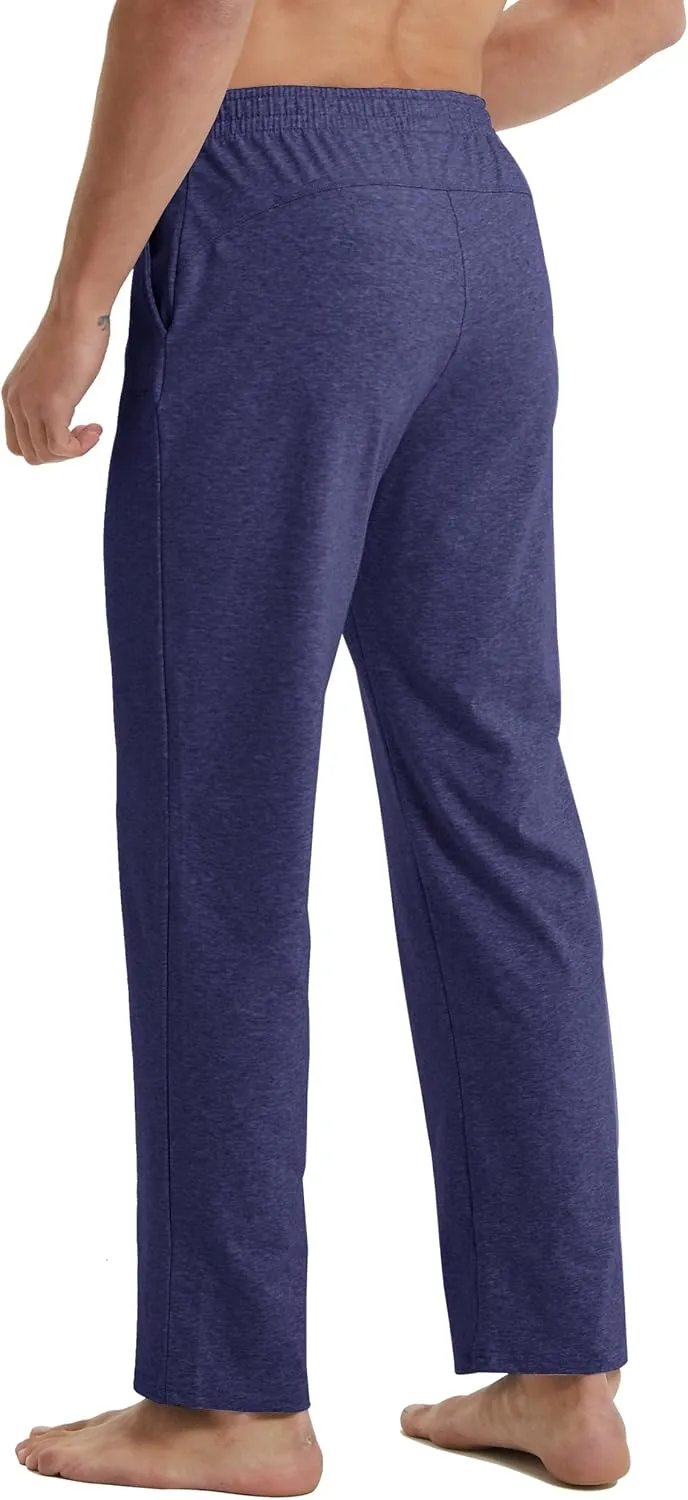 Willit Men's Cotton Yoga Sweatpants Athletic Pants Open Bottom Exercise Lounge Pants Loose Male Sweat Pants with Pockets