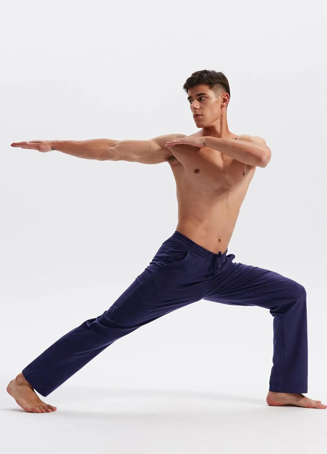 Willit Men's Cotton Yoga Sweatpants Athletic Pants Open Bottom Exercise Lounge Pants Loose Male Sweat Pants with Pockets