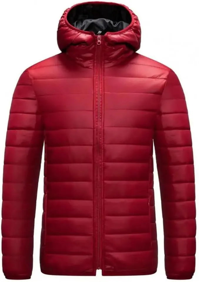 Winter Men Coat Hooded Cotton Padded Warm Windproof Parka Zipper Closure Lightweight Down Coat Sports Clothes