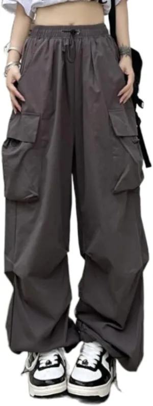 Women Cargo Pants Baggy Y2K Clothing Multi Pockets High Waist Loose Straight Leg Pants Vintage Grunge Aesthetic Clothes
