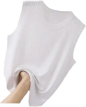 Women Comfortable Solid Color Camisole Laides Bottoming White Short Knitted Sleeveless Top