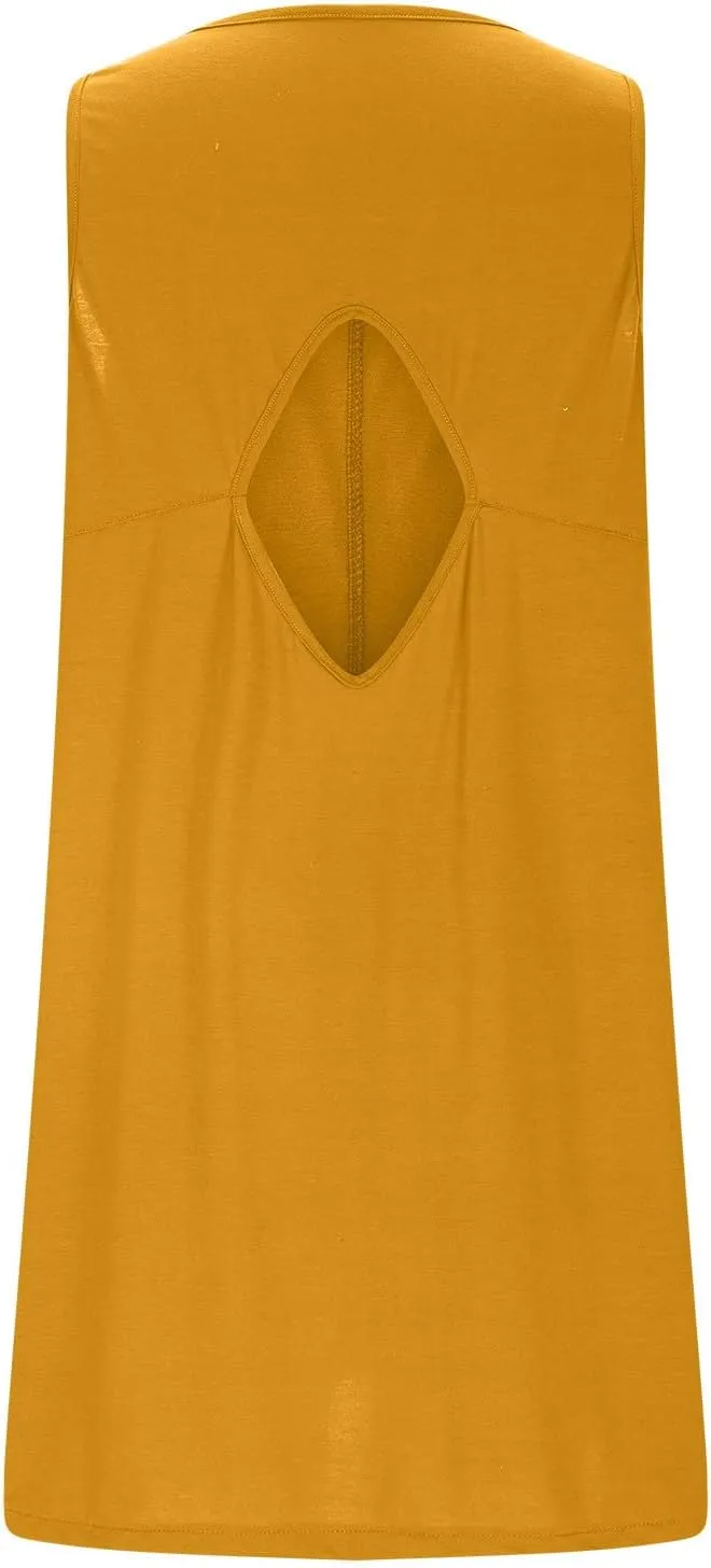 Women Cutout Back Mini Dress Summer Sleeveless V Neck Casual Tank Dresses 2025 Solid Beach Vacation Flare Sundress