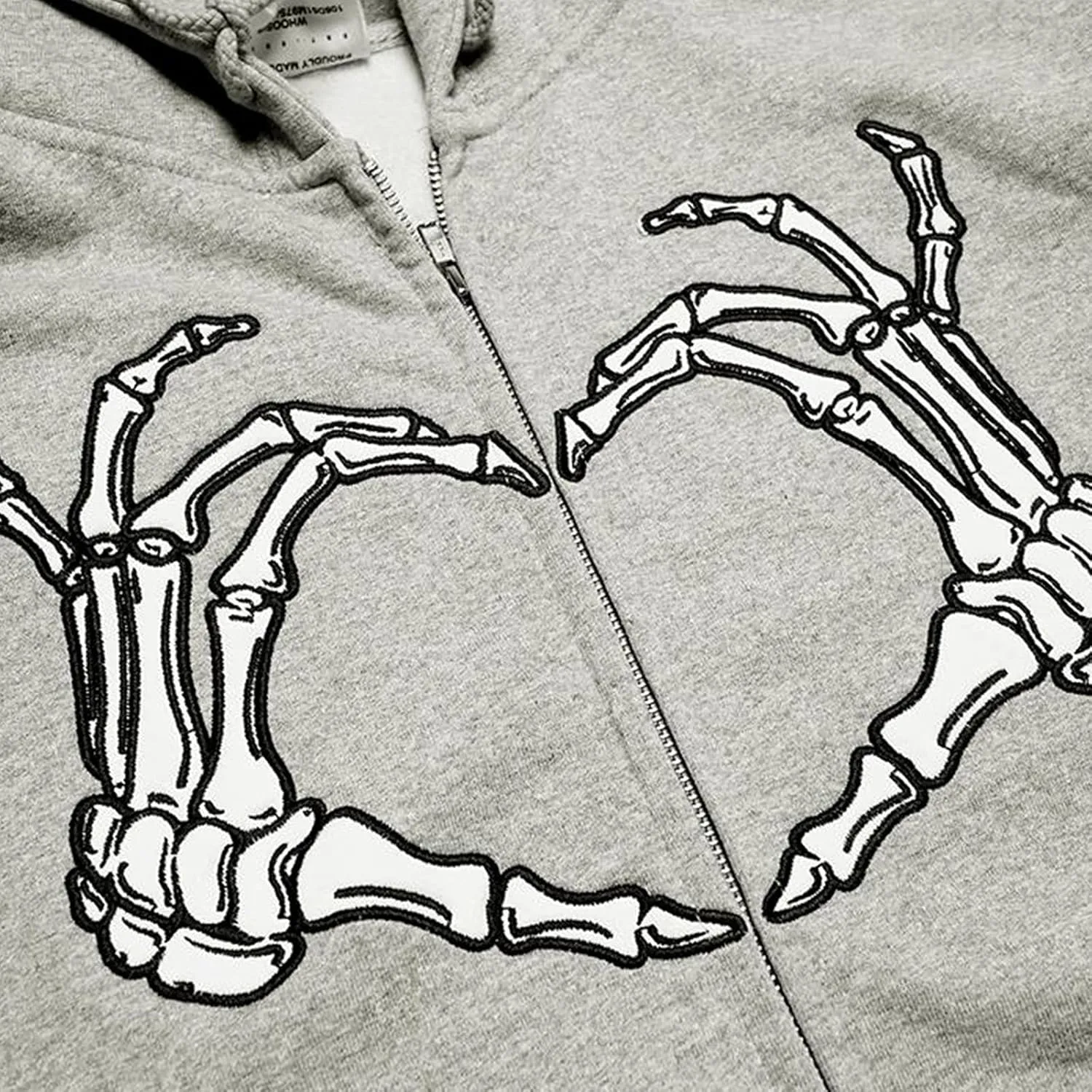 Women Men Skeleton Print Oversized Sweatshirt Zip Up Hoodie Jacket Shacket Coat Aesthetic Streetwear Top