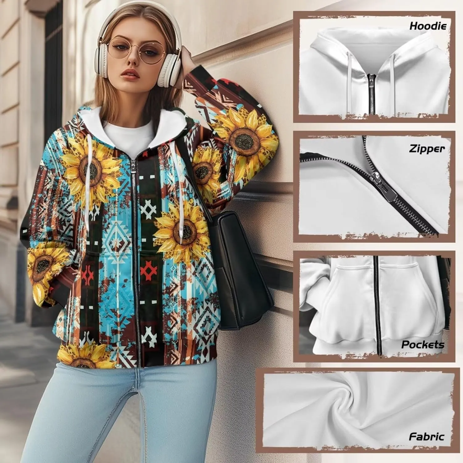 Women Oversized Hoodies Zip Up Sweatshirt Y2k Hooded Jacket Long Sleeve Fall Winter Sportswear with Pocket