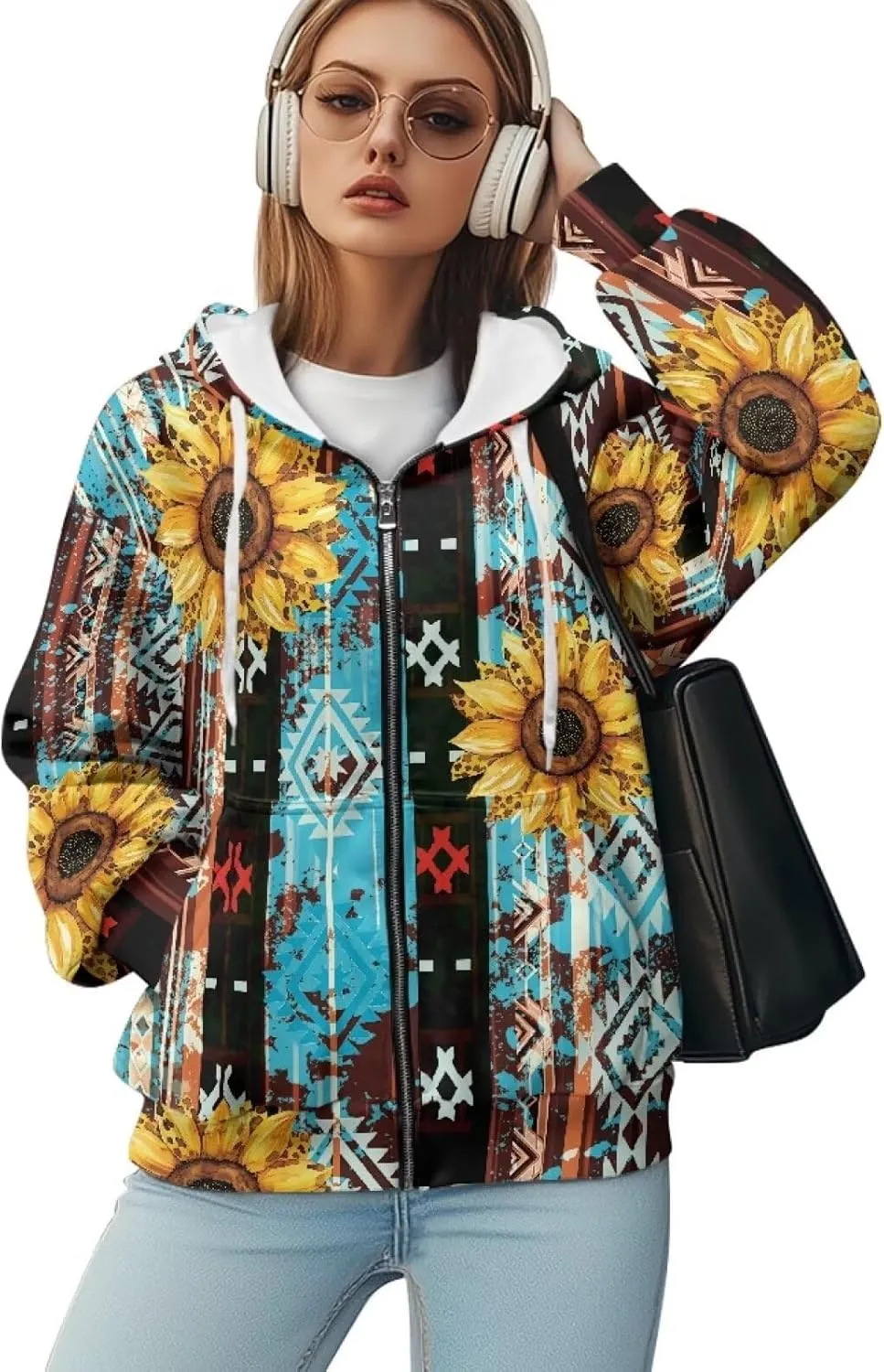 Women Oversized Hoodies Zip Up Sweatshirt Y2k Hooded Jacket Long Sleeve Fall Winter Sportswear with Pocket