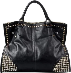 Women Rivet Handbag Purse Tote Gothic Satchel Skull Top-Handle Shoulder Crossbody Bag