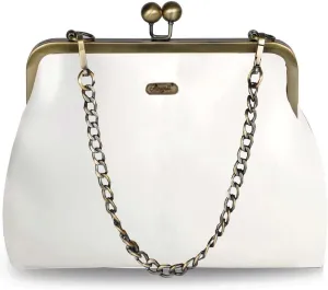 Women Small Retro Purse Vintage Top Handle Handbag Kiss Lock Shoulder Bag