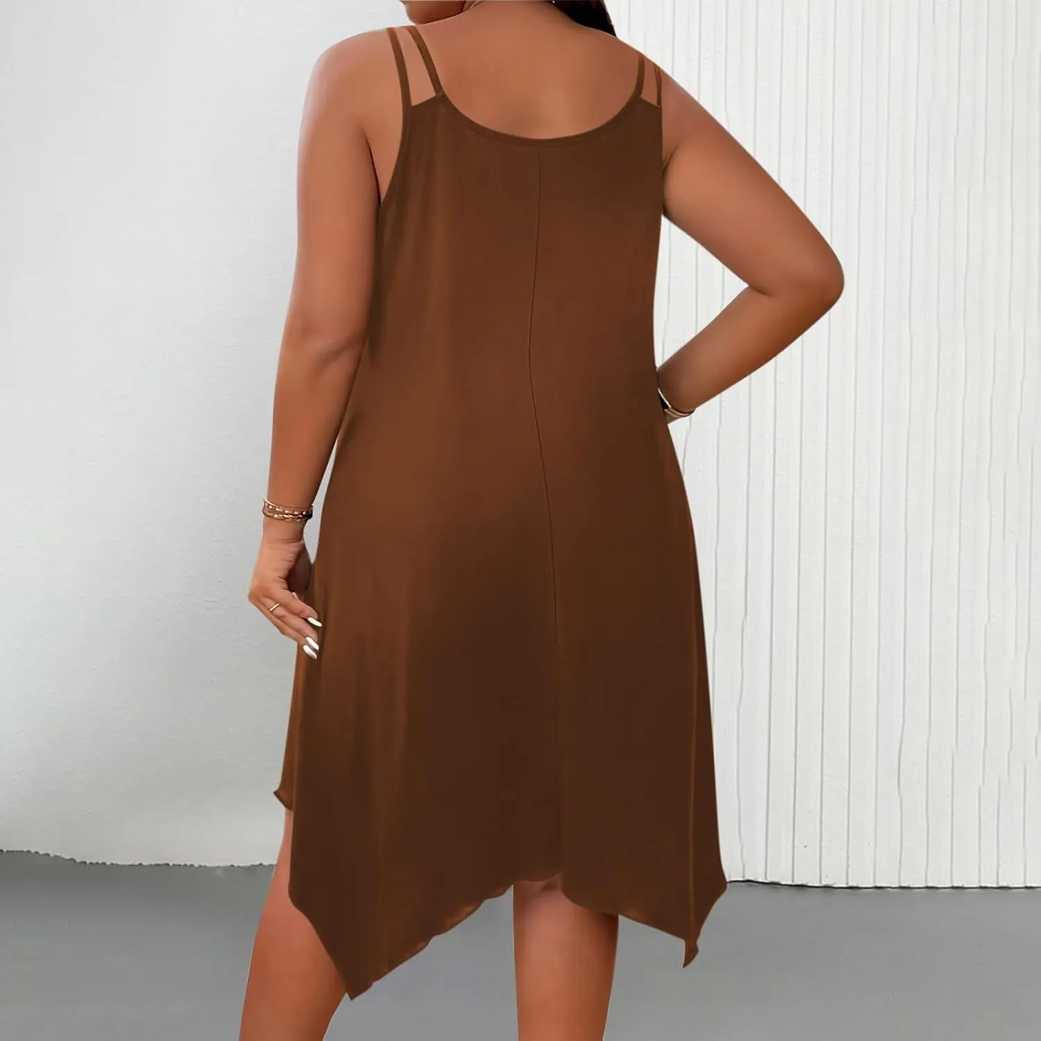 Women Summer Beach Dress Plus Size Casual Spaghetti Strap Boho Sundress Cover Up Swimwear Flowy Midi Vacation Dress