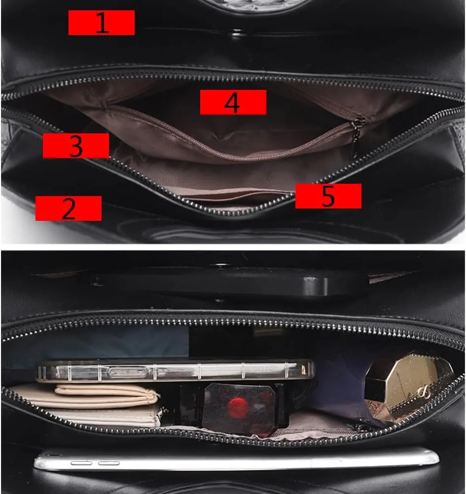 Women Top-handle Purse Satchel PU Shell Handbag Crocodile Pattern Embossing Shoulder Bag