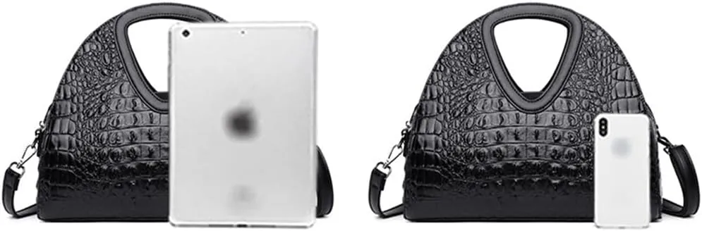 Women Top-handle Purse Satchel PU Shell Handbag Crocodile Pattern Embossing Shoulder Bag