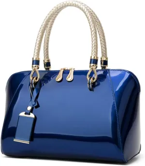Women Top Handle Satchel Patent Leather Tote Shoulder Bag Small Crossbody Purses
