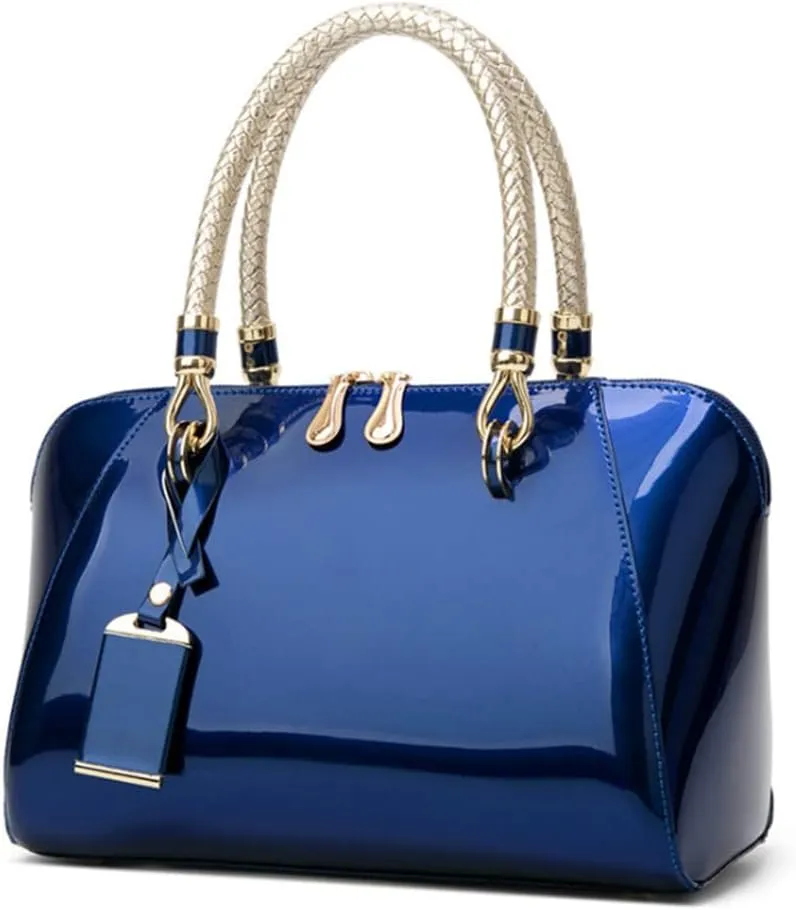 Women Top Handle Satchel Patent Leather Tote Shoulder Bag Small Crossbody Purses