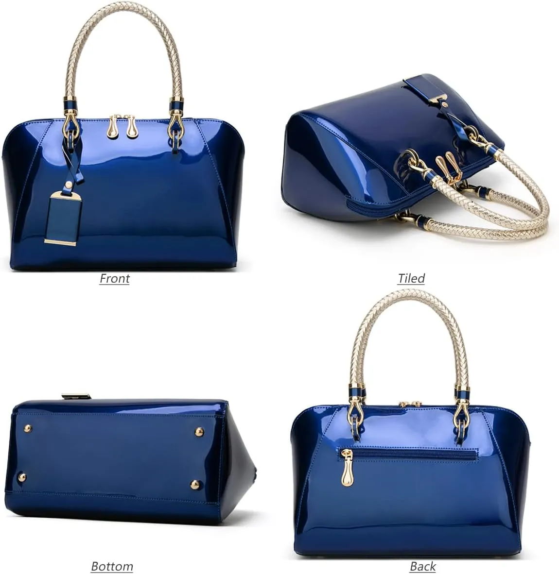 Women Top Handle Satchel Patent Leather Tote Shoulder Bag Small Crossbody Purses