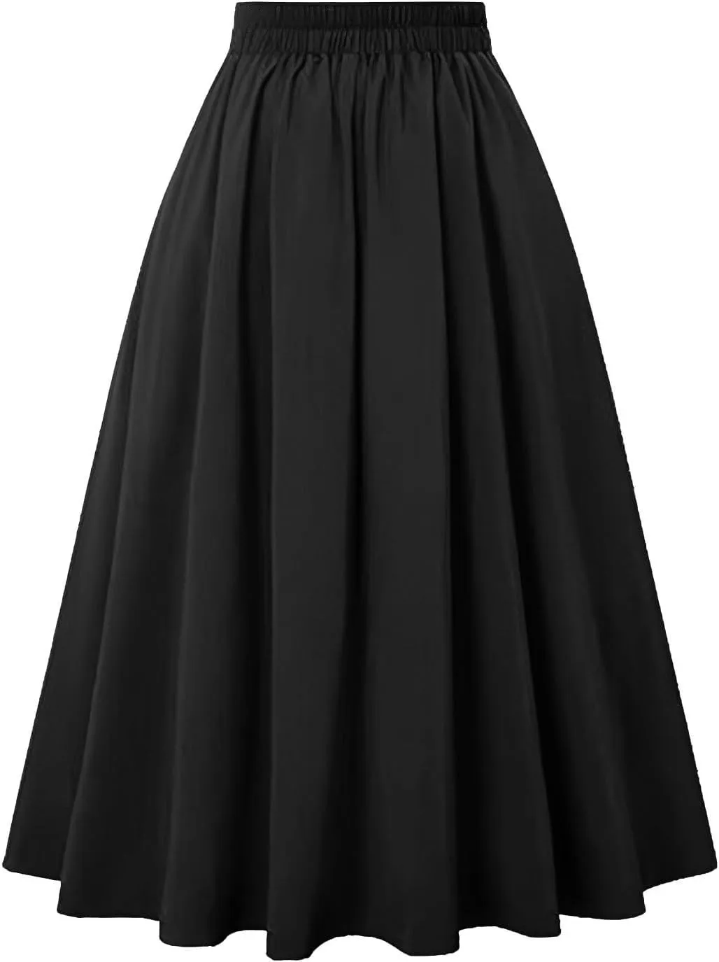 Women Vintage Skirt High Waist Pleated Skirt Midi A-Line Skirt Elegant Flowy Button Details Casual Formal Skirt