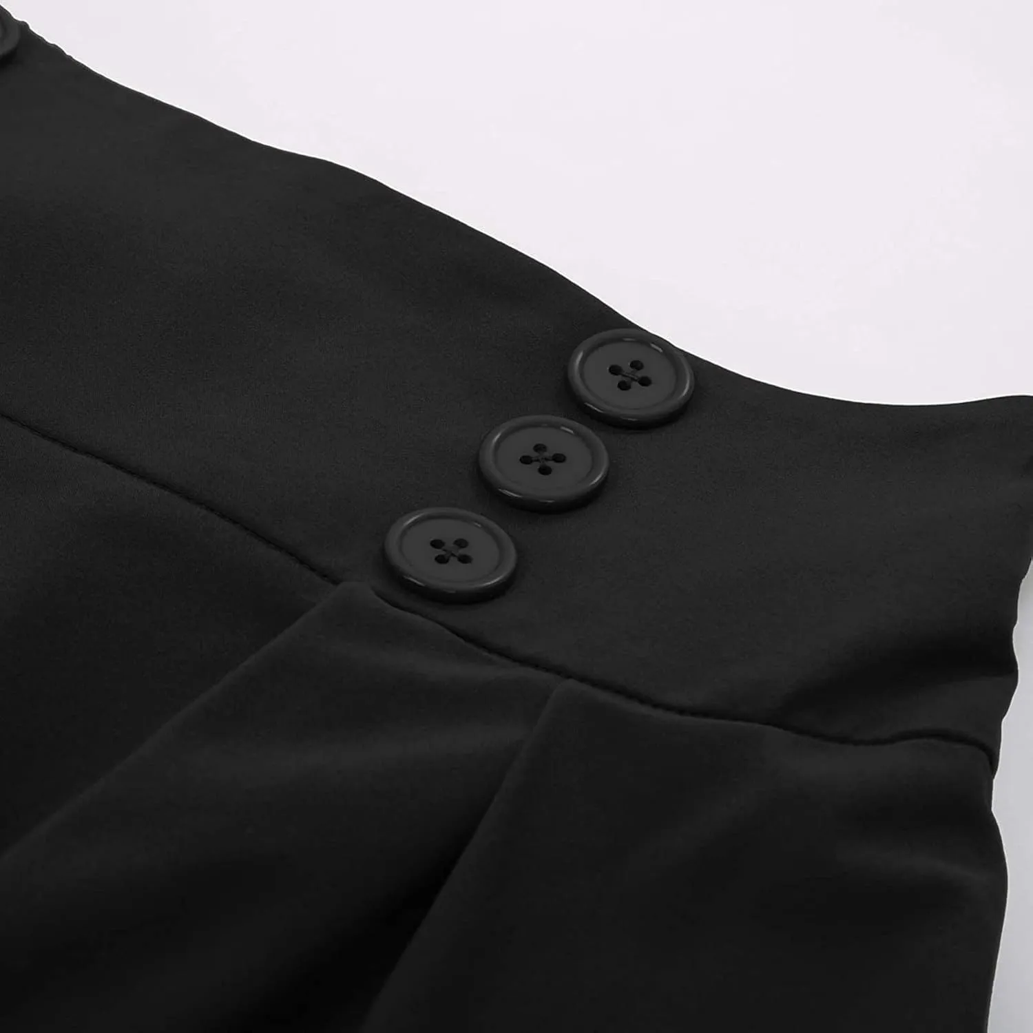 Women Vintage Skirt High Waist Pleated Skirt Midi A-Line Skirt Elegant Flowy Button Details Casual Formal Skirt