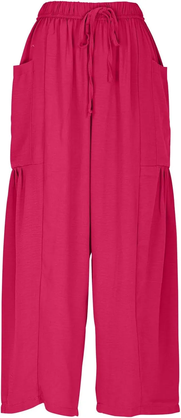 Women Wide Leg Cotton Linen Pants Summer Trendy Beach Palazzo Lounge Trousers Plus Size Casual Pants Vacation Clothes