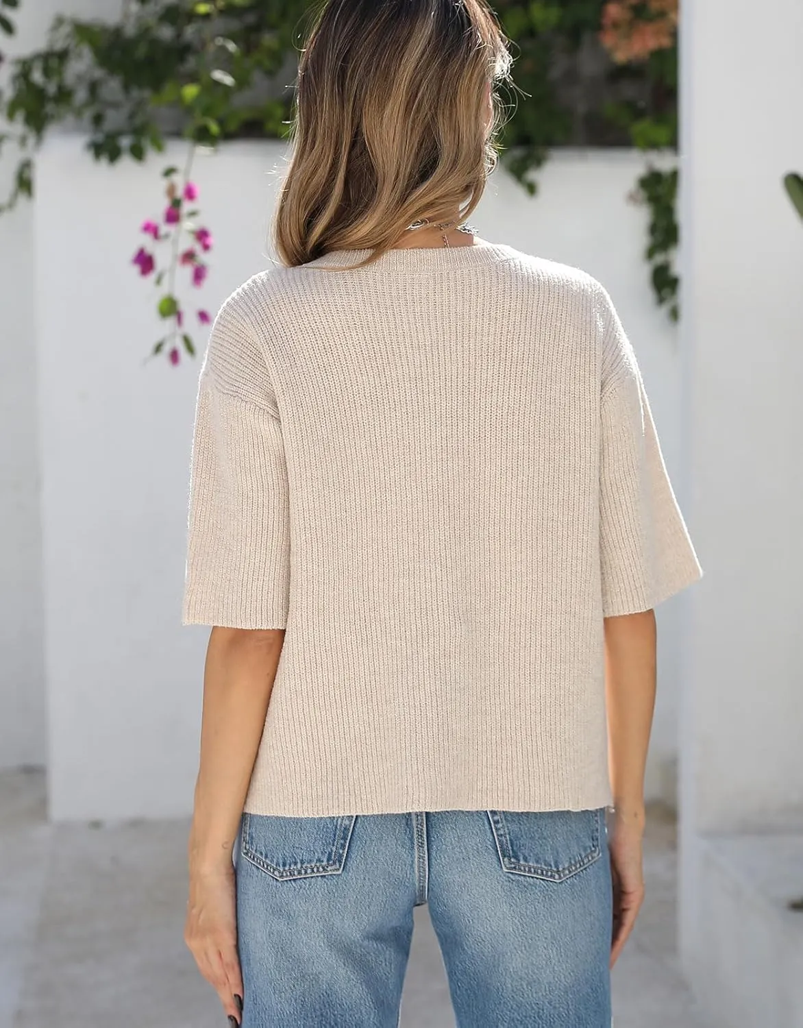 Women's Button Down Y2k Tops Cropped Cardigan Short Sleeve Lightweight Sweater top